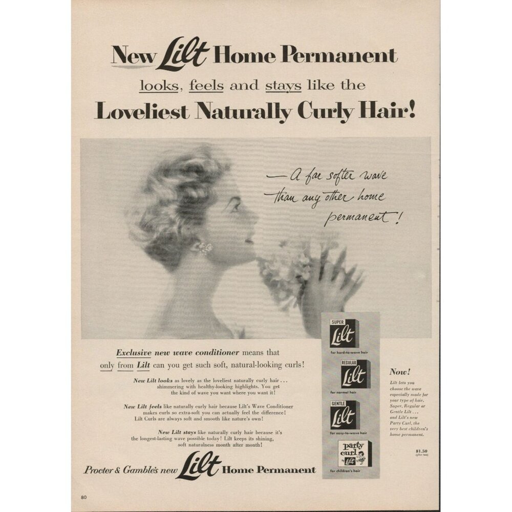 1954 LILT Home Permanent Vintage Print Ad, Proctor & Gamble (L5)